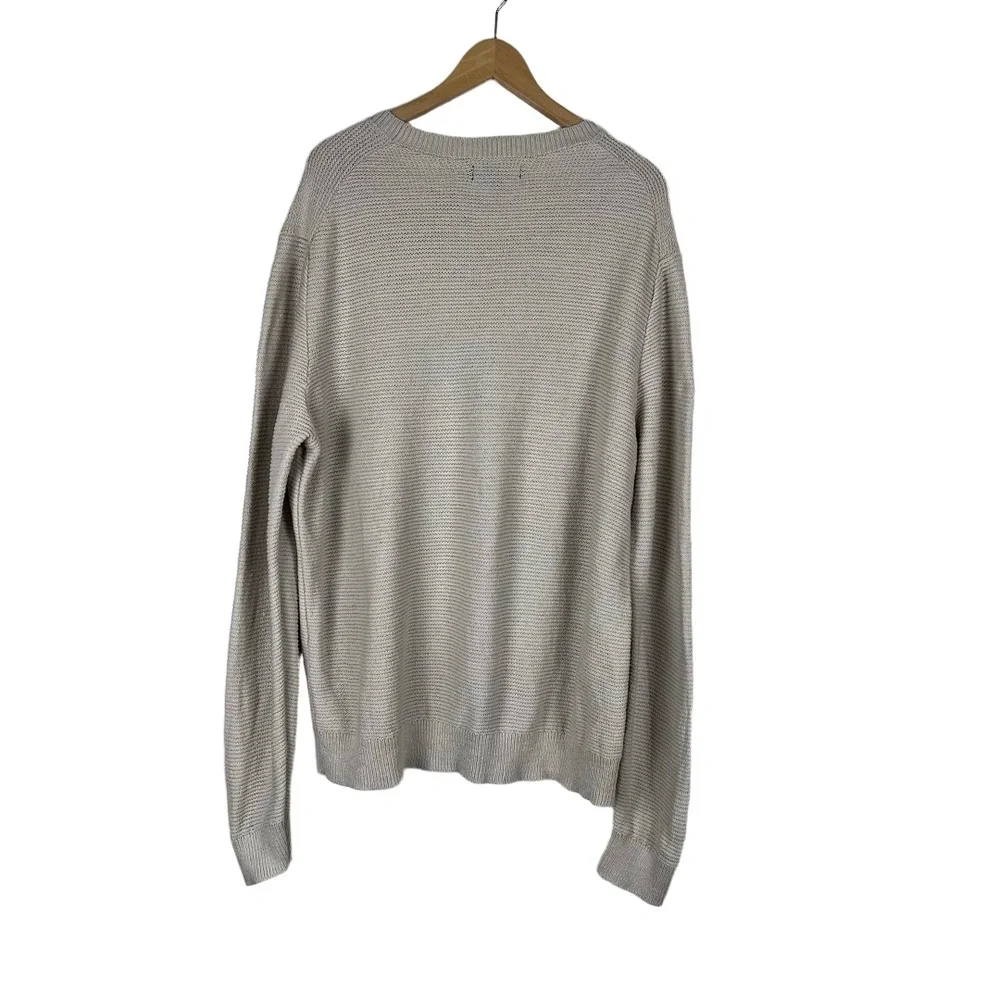 Banana Republic Mens Sweater XXL Tan Linen Blend Textured Quiet Luxury Coastal‎